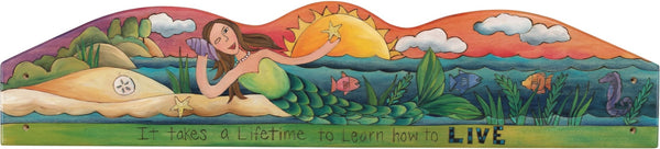 Door Topper –  "It takes a lifetime to learn how to Live" mermaid and beach door topper