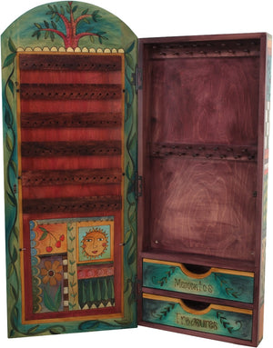 Jewelry Cabinet –  "You are the Fairest" jewelry cabinet with colorful sun and moon motif