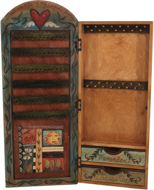 Jewelry Cabinet –  "Memories" jewelry cabinet with beautiful flower and vine motif