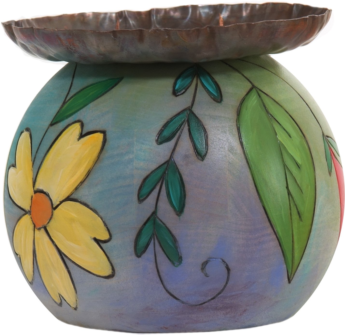 Ball Candle Holder –  Candle holder with hand painted flower motifs