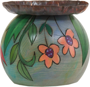 Ball Candle Holder –  Candle holder with hand painted flower motifs
