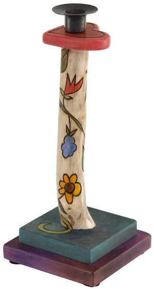 Single Candle Holder –  Single candle holder with flower and vine motif