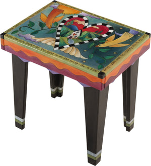 Rectangular End Table –  Beautiful end table with soaring birds and a heart with wings landscape
