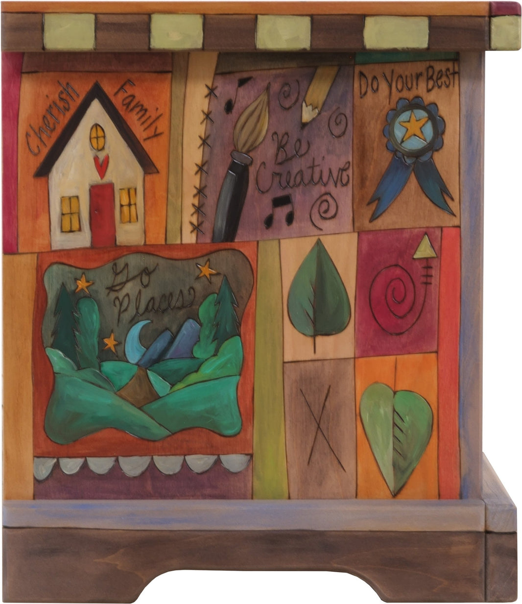 Wooden Storage Bench with Boxes | Sticks Handmade