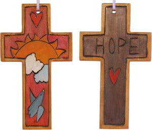 Cross Ornament –  Hope cross ornament with sunset and bird motif