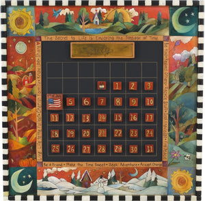 Large Perpetual Calendar –  "The Secret to Life is Enjoying the Passage of Time" perpetual calendar with scenes from the four seasons motif