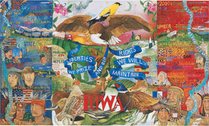 Iowa Flag Plaque –  "Our Liberties We Prize and our Rights we will Maintain" plaque with state of Iowa flag motif