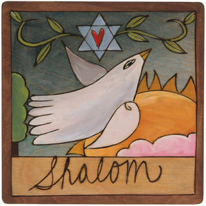 7"x7" Plaque –  "Shalom" Judaica plaque with dove and Star of David