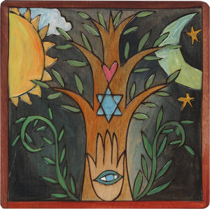 7"x7" Plaque –  Tree of Life Judaica plaque with symbolic elements