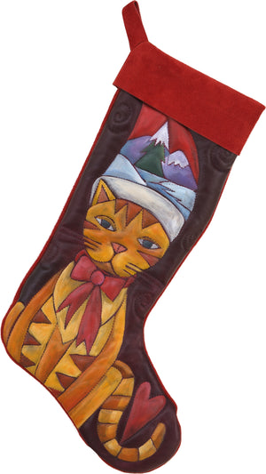 Leather Stocking –  Christmas kitty leather stocking motif
