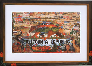 Framed California Republic Lithograph –  California Republic litho print in a beautiful handmade frame