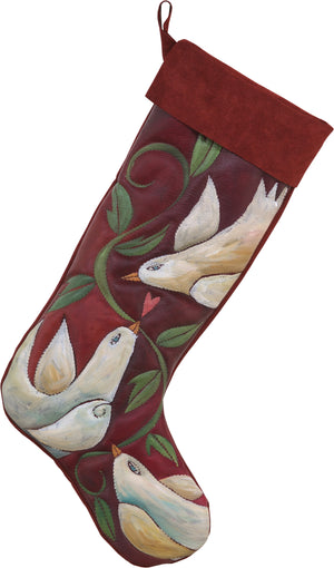 Leather Stocking –  Peace doves and a twisting vine motif