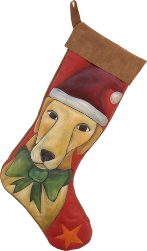 Leather Stocking –  Santa Paws Christmas pup stocking design