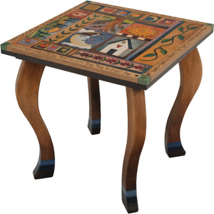 Large Square End Table –  Elegant and neutral end table with colorful block icons and patterns