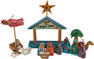 Small Nativity –  "Upon a Midnight Clear" nativity with light blue roof