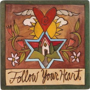 7"x7" Plaque –  "Follow Your Heart" Judaica plaque with symbolic elements