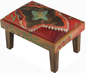 Ottoman –  Funky abstract bohemian style ottoman design in beautiful warm tones main view
