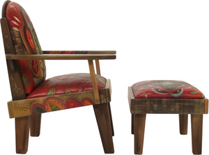 Friedrich's Chair and Matching Ottoman –  "Love You/Love Them" Friedrich's chair with ottoman with beautiful nature-inspired motif featuring the tree of life