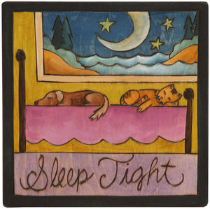 7"x7" Plaque –  An adorable "sleep tight" napping pets plaque