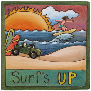7"x7" Plaque –  "Surf's up" catching waves design