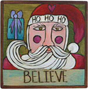 7"x7" Plaque –  "Believe" holiday Santa plaque