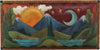 Sticks handmade 3' bench with leather and mountain landscape. Top View