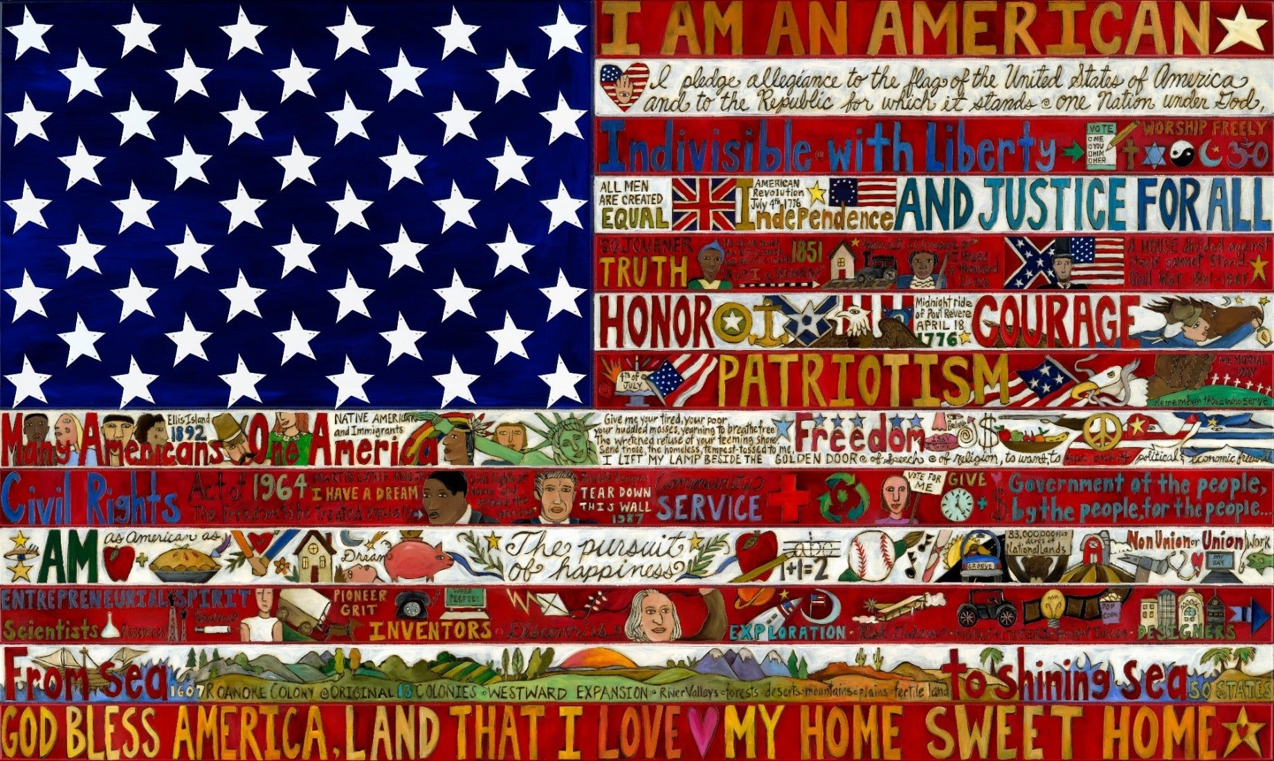 American Flag Plaque with Pledge of Allegiance –  