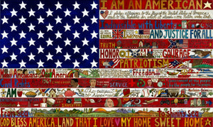 American Flag Plaque with Pledge of Allegiance –  "I am an American" flag plaque with bits of historical lore that celebrate our beautiful melting pot of a country