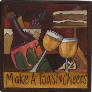 7"x7" Plaque –  "Make a toast" cheers with wine motif