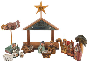 Small Nativity –  "Upon a Midnight Clear" nativity with dark blue roof