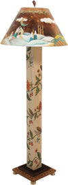 Box Floor Lamp –  Beautiful and elegant floor lamp featuring a circular four seasons landscape painting and vine motifs