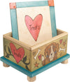 Pet Treat Box – Colorful and playful dog treat box with "treats" in hearts and pups on the sides