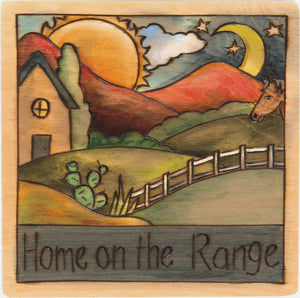 7"x7" Plaque –  "Home on the range" home sweet home plaque
