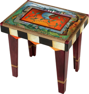 Rectangular End Table –  Beautiful end table with four seasons theme and vine motifs