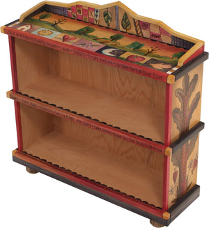 Short Bookcase –  "Life is a Delight" bookcase with beautiful scenery of trees on the rolling hills motif