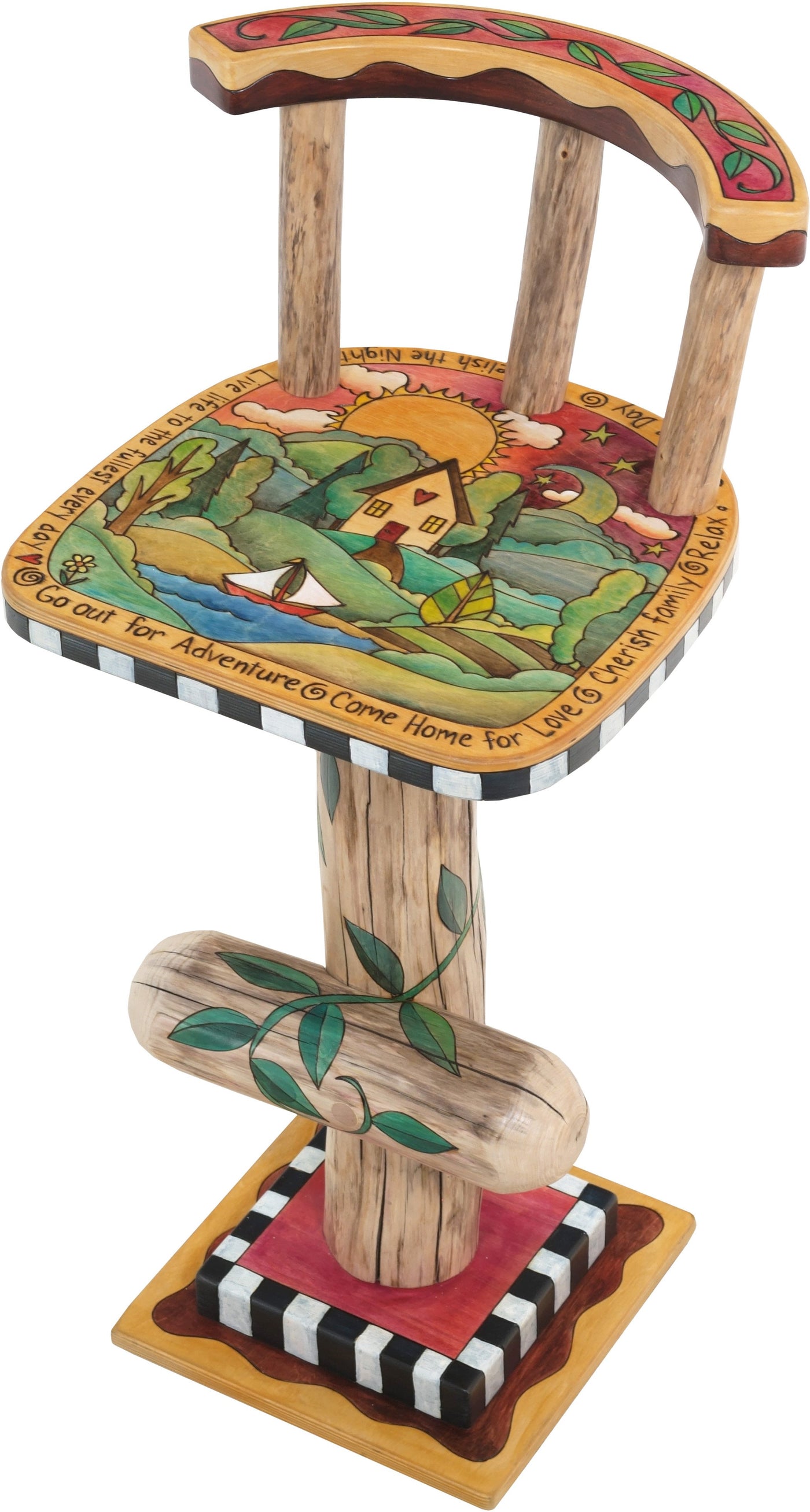 Stool With Back S316532 | Sticks Handmade
