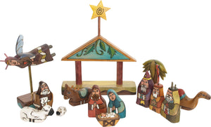 Small Nativity –  Small Nativity with vines on a blue roof