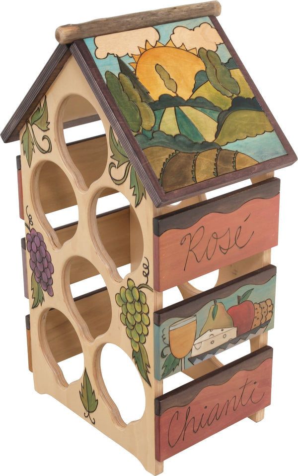 Sticks handmade wine rack with lovely elegant motif