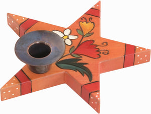 Star-Shaped Candle Holder –  Charming star-shaped candle holder with floral motifs