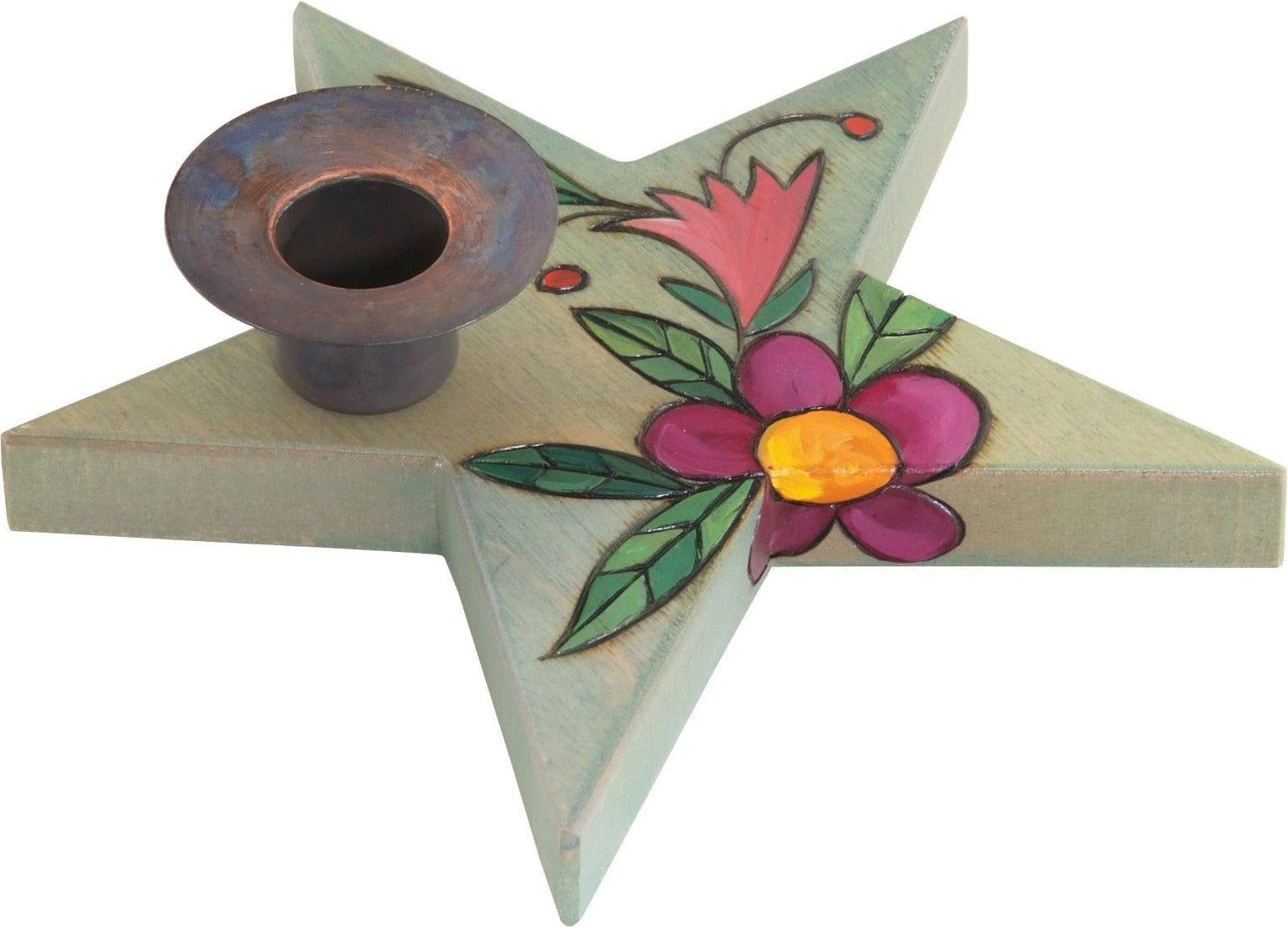 Star-Shaped Candle Holder –  Lovely little star-shaped candle holder with floral motif