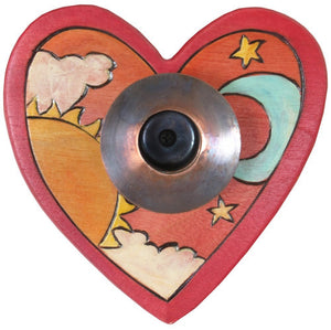 Sticks handmade candle holder heart shaped with sun and moon