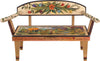 Loveseat –  Ornate loveseat bench with landscape painting, sun and moon and floral motifs