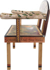 Loveseat –  Ornate loveseat bench with landscape painting, sun and moon and floral motifs