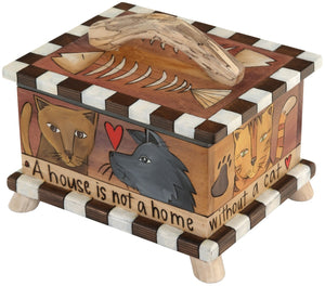 Pet Treat Box – Cute cat treat box with kitty and fish bone motifs in a warm neutral palette