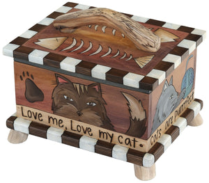 Pet Treat Box – Cute cat treat box with kitty and fish bone motifs in a warm neutral palette
