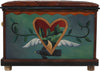 Chest with Leather Top –  "My Life Story" chest with leather top with heart, sun and moon motif