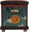 Chest with Leather Top –  "My Life Story" chest with leather top with heart, sun and moon motif