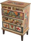 Tall Dresser –  Elegant and neutral dresser with colorful block icons painted in gentle hues