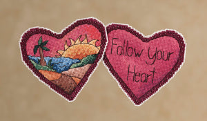 Follow Your Heart Stitch Kit Ornament –  "Follow your heart" with a tropical beach motif