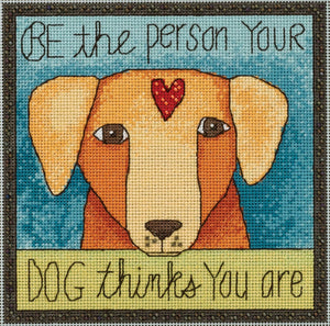 "Be the person your dog thinks you are" stitch kit design with a sweetheart pup